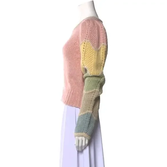 LoveShackFancy Aspyn Alpaca Knit Pastel Color Block Pullover Sweater - Picture 4 of 5